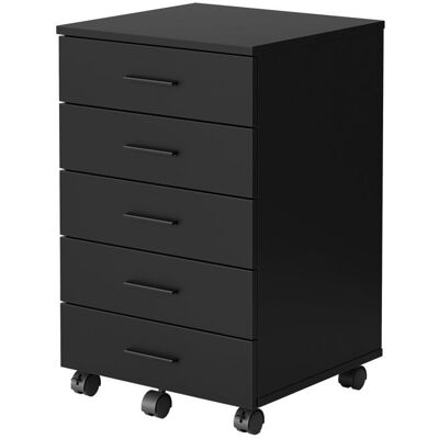 VASAGLE Caisson de Bureau à Roulettes Support pour Imprimante avec 5 Tiroirs Rails Coulissants Noir Noir - Publicité VASAGLE Caisson de Bureau à Roulettes Support pour Imprimante avec 5 Tiroirs Rails Coulissants Noir Noir - Publicité