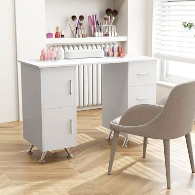 COSTWAY Table de Manucure - 3 Tiroirs et 2 Armoire Coussin de Poignet Amovible 108x45x76 CM Idéal pour Studio d’Onglerie Blanc Blanc - Publicité COSTWAY Table de Manucure - 3 Tiroirs et 2 Armoire Coussin de Poignet Amovible 108x45x76 CM Idéal pour Studio d’Onglerie Blanc Blanc - Publicité