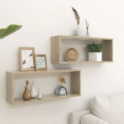 HAPPINESS (SOLDES Nouvelle année)Classique Étagères murales cube 2 pcs - chêne sonoma - Bois d’ingénierie FR26_07038900 Beige - Publicité HAPPINESS (SOLDES Nouvelle année)Classique Étagères murales cube 2 pcs - chêne sonoma - Bois d’ingénierie FR26_07038900 Beige - Publicité