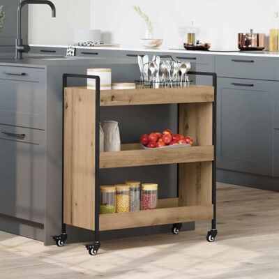 Desserte de cuisine roulante VidaXL chêne artisanal 70 x 30 x 82 cm - style industriel Gris - Publicité Desserte de cuisine roulante VidaXL chêne artisanal 70 x 30 x 82 cm - style industriel Gris - Publicité