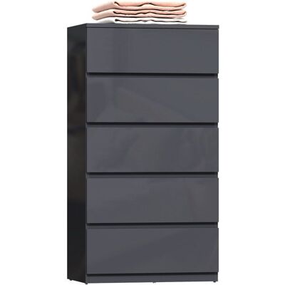 Commode 5 tiroirs - HOMCOM - haute brillance - fermeture douce et silencieuse - panneau de particules - 53 x 34 x 100 cm - gris Gris - Publicité Commode 5 tiroirs - HOMCOM - haute brillance - fermeture douce et silencieuse - panneau de particules - 53 x 34 x 100 cm - gris Gris - Publicité