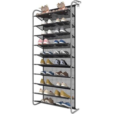 TENZHVXI 1 Étagère à chaussures 10 niveaux tube métallique maille tissu réglable 43mm porte mur . Publicité TENZHVXI 1 Étagère à chaussures 10 niveaux tube métallique maille tissu réglable 43mm porte mur . Publicité