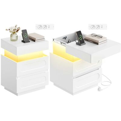 WOLTU Lot de 2 Table de Chevet Connctée Table de Nuit LED Compartiment Caché 45x40x58 cm Blanc Blanc - Publicité WOLTU Lot de 2 Table de Chevet Connctée Table de Nuit LED Compartiment Caché 45x40x58 cm Blanc Blanc - Publicité