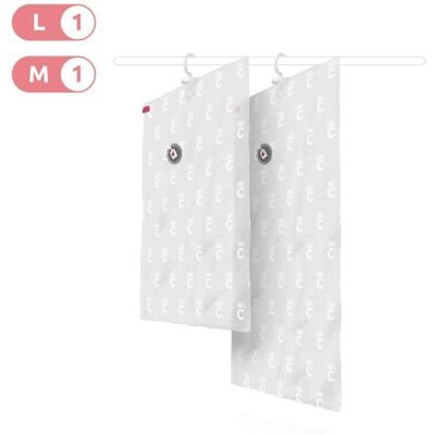 PROVENCE OUTILLAGE COMPACTOR Lot de 2 housses de rangement sous vide à suspendre vide - 70 x 105 et 70 x 145 cm Blanc - Publicité PROVENCE OUTILLAGE COMPACTOR Lot de 2 housses de rangement sous vide à suspendre vide - 70 x 105 et 70 x 145 cm Blanc - Publicité