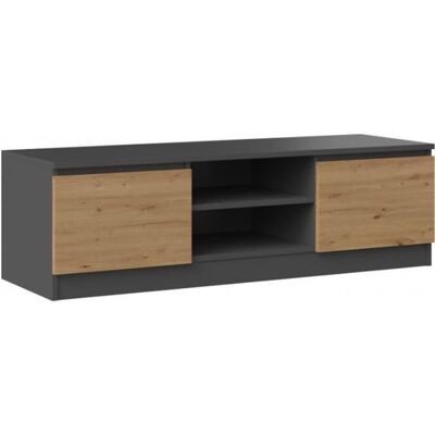 Topeshop Tivoli - Meuble TV moderne - 120x40x36cm - 2 niches + 2 portes - Rangement audio/TV - Publicité Topeshop Tivoli - Meuble TV moderne - 120x40x36cm - 2 niches + 2 portes - Rangement audio/TV - Publicité