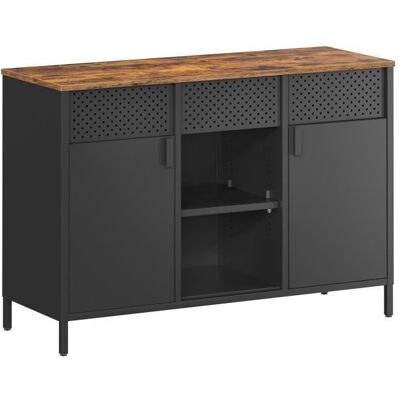 Buffet - SONGMICS - Armoire de Rangement Fermeture Magnétique Marron Rustique et Noir Mat Gris - Publicité Buffet - SONGMICS - Armoire de Rangement Fermeture Magnétique Marron Rustique et Noir Mat Gris - Publicité