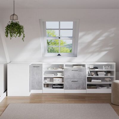 Meuble sous pente Rion 60x81.8cm 4 compartiments 60 cm de profondeur Blanc Vicco 60129 Blanc - Publicité Meuble sous pente Rion 60x81.8cm 4 compartiments 60 cm de profondeur Blanc Vicco 60129 Blanc - Publicité
