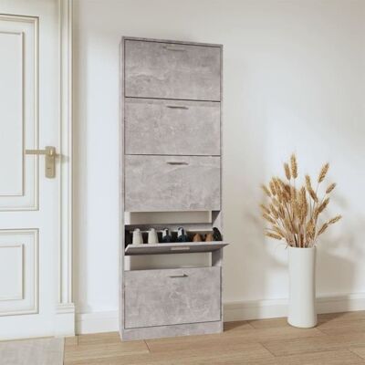 vidaXL Armoire à Chaussures Gris Béton 59x17x169 cm - Armoire à Chaussures - Publicité vidaXL Armoire à Chaussures Gris Béton 59x17x169 cm - Armoire à Chaussures - Publicité