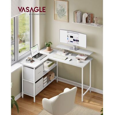 VASAGLE Bureau en L 2 Tiroirs Spacieux Support de Moniteur Étagère Réglable 115 x 105 cm Blanc Érable Blanc - Publicité VASAGLE Bureau en L 2 Tiroirs Spacieux Support de Moniteur Étagère Réglable 115 x 105 cm Blanc Érable Blanc - Publicité