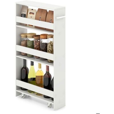 GIANTEX Desserte de Cuisine Étroit à Roulettes avec Freins-475x13x805cm-Chariot de Service à 4 Niveaux avec Poignée Blanc - Publicité GIANTEX Desserte de Cuisine Étroit à Roulettes avec Freins-475x13x805cm-Chariot de Service à 4 Niveaux avec Poignée Blanc - Publicité