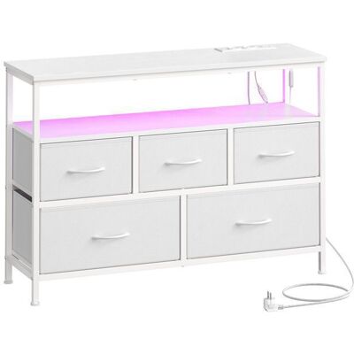 SONGMICS Commode avec LED Réglable et Multiprise 5 Tiroirs en Tissu Style Moderne Chambre Blanc Blanc - Publicité SONGMICS Commode avec LED Réglable et Multiprise 5 Tiroirs en Tissu Style Moderne Chambre Blanc Blanc - Publicité