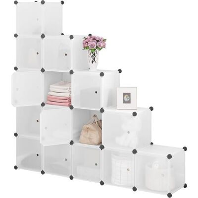 WOLTU Armoire de Rangement Modulable Étagère Rangement Plastique Meuble Cube avec Portes 15 Casiers Blanc W0ITT0075 Blanc - Publicité WOLTU Armoire de Rangement Modulable Étagère Rangement Plastique Meuble Cube avec Portes 15 Casiers Blanc W0ITT0075 Blanc - Publicité