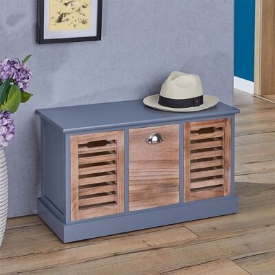 Idimex Banc de rangement TRIENT meuble bas coffre avec 3 caisses en MDF et bois de paulownia gris/naturel Gris - Publicité Idimex Banc de rangement TRIENT meuble bas coffre avec 3 caisses en MDF et bois de paulownia gris/naturel Gris - Publicité