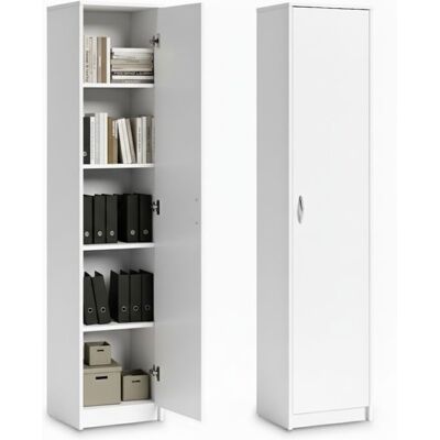 HOME COLLECTIVE Bibliothèque avec porte 50 cm - Armoire de rangement - Meuble de rangement avec 4 étagères réglables – Étagère colonne - Blanc Blanc - Publicité HOME COLLECTIVE Bibliothèque avec porte 50 cm - Armoire de rangement - Meuble de rangement avec 4 étagères réglables – Étagère colonne - Blanc Blanc - Publicité