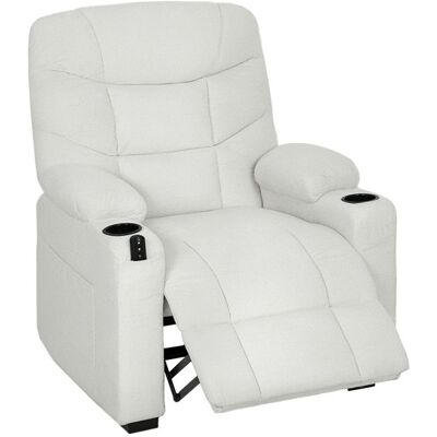 Fauteuil relax électrique - HOMCOM - port USB repose-pieds porte-gobelets - velours - 94 x 90 x 105 cm - crème Blanc - Publicité Fauteuil relax électrique - HOMCOM - port USB repose-pieds porte-gobelets - velours - 94 x 90 x 105 cm - crème Blanc - Publicité