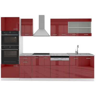 Cuisine R-Line 300cm avec armoire haute PT Marbre Rouge brillant/Blanc Vicco 30521 Rouge - Publicité Cuisine R-Line 300cm avec armoire haute PT Marbre Rouge brillant/Blanc Vicco 30521 Rouge - Publicité