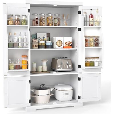 COSTWAY Armoire de Chambre avec 4 Portes 6 Niveaux Étagères Réglables en 5 Positions pour Cuisine Salle à Manger et Salon Blanc Blanc - Publicité COSTWAY Armoire de Chambre avec 4 Portes 6 Niveaux Étagères Réglables en 5 Positions pour Cuisine Salle à Manger et Salon Blanc Blanc - Publicité