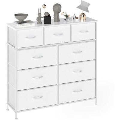 SONGMICS Commode pas cher 9 Tiroirs en Tissu Non-tissé pour Chambre Blanc Blanc - Publicité SONGMICS Commode pas cher 9 Tiroirs en Tissu Non-tissé pour Chambre Blanc Blanc - Publicité