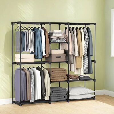 SONGMICS Armoire de chambre avec Tringles à Vêtements et Étagères en Tissu pour Chambre 182 x 43 x 182 cm Noir Noir - Publicité SONGMICS Armoire de chambre avec Tringles à Vêtements et Étagères en Tissu pour Chambre 182 x 43 x 182 cm Noir Noir - Publicité