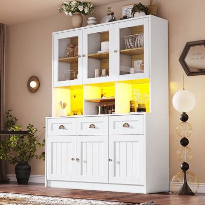 Generic Buffet haut 140×40×175 cm avec eclairage LED réglable et vitrine Buffet de cuisine avec étagères réglables Buffet salon en blanc Blanc - Publicité Generic Buffet haut 140×40×175 cm avec eclairage LED réglable et vitrine Buffet de cuisine avec étagères réglables Buffet salon en blanc Blanc - Publicité