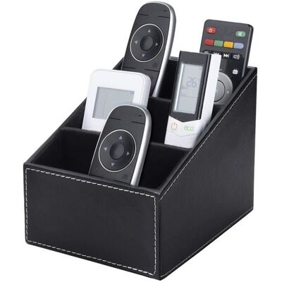 Boîte de Rangement pour Télécommande - Noir - Cuir PU - 3 Compartiments - Organisateur élégant Noir - Publicité Boîte de Rangement pour Télécommande - Noir - Cuir PU - 3 Compartiments - Organisateur élégant Noir - Publicité