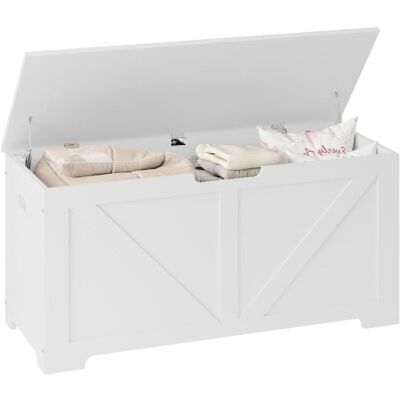 WOLTU Coffre de Rangement Banc de Rangement 76L 100x47x40cm Banquette avec 2 Charnières de Sécurité Blanc W0ETT0089 Blanc - Publicité WOLTU Coffre de Rangement Banc de Rangement 76L 100x47x40cm Banquette avec 2 Charnières de Sécurité Blanc W0ETT0089 Blanc - Publicité