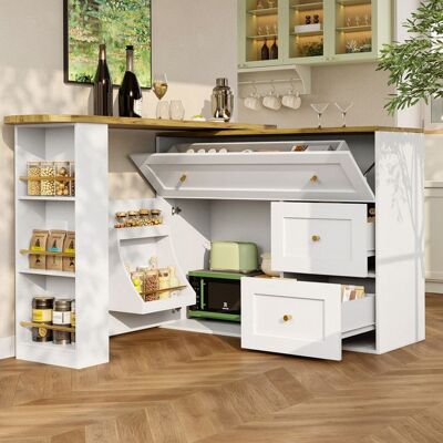 Generic Buffet bas 138-204 × 39 × 105 cm avec table de bar extensible Buffet de cuisine avec étagère à snacks Buffet salon en blanc Blanc - Publicité Generic Buffet bas 138-204 × 39 × 105 cm avec table de bar extensible Buffet de cuisine avec étagère à snacks Buffet salon en blanc Blanc - Publicité