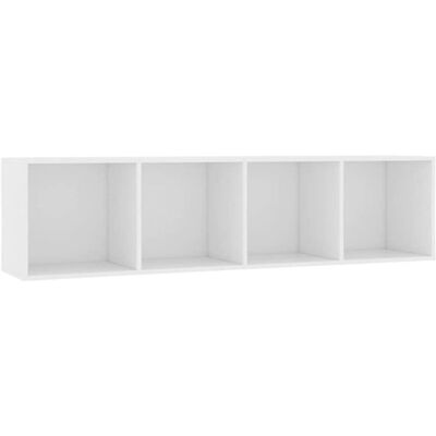 Bibliothèque en bois dingénierie - vidaXL - 143x30x36 cm - Blanc - 4 compartiments - Montage au sol ou mural - Durable Blanc - Publicité Bibliothèque en bois dingénierie - vidaXL - 143x30x36 cm - Blanc - 4 compartiments - Montage au sol ou mural - Durable Blanc - Publicité