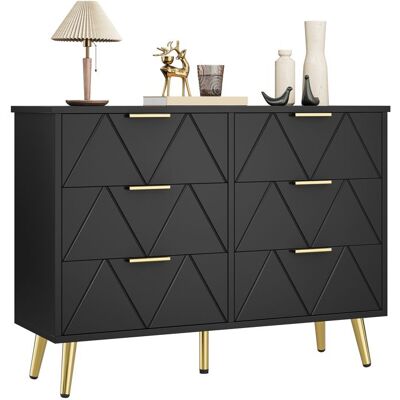YITAHOME Commode à 6 tiroirs Large Commode en Bois Meuble de Rangement Coulissant Meuble de Bureau Salon 102 x 34 x 75cm Noir Noir - Publicité YITAHOME Commode à 6 tiroirs Large Commode en Bois Meuble de Rangement Coulissant Meuble de Bureau Salon 102 x 34 x 75cm Noir Noir - Publicité