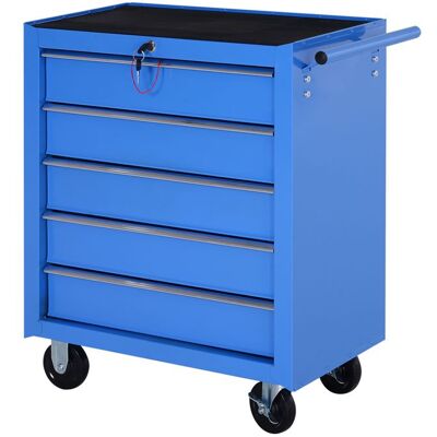 HOMCOM Chariot dAtelier Mobile Chariot à Outils avec 5 Tiroirs Bleu Bleu - Publicité HOMCOM Chariot dAtelier Mobile Chariot à Outils avec 5 Tiroirs Bleu Bleu - Publicité