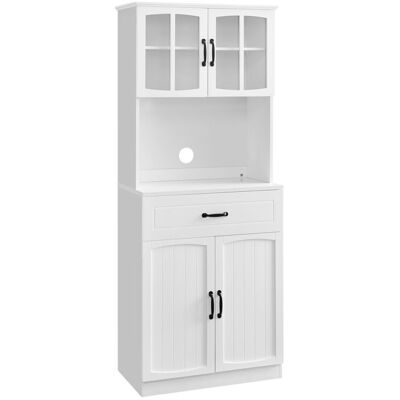 VASAGLE Buffet Haut Cuisine Garde-Manger Vaisselier avec Portes en Verre et Étagères Réglables Trou de Passage des Câbles Blanc Blanc - Publicité VASAGLE Buffet Haut Cuisine Garde-Manger Vaisselier avec Portes en Verre et Étagères Réglables Trou de Passage des Câbles Blanc Blanc - Publicité