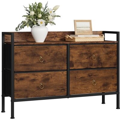 Commode Chambre WOLTU - Meuble 4 tiroirs en Tissu - Cadre en Acier - Effet de Bois Brûlé+Noir W0ITT7055 Marron - Publicité Commode Chambre WOLTU - Meuble 4 tiroirs en Tissu - Cadre en Acier - Effet de Bois Brûlé+Noir W0ITT7055 Marron - Publicité