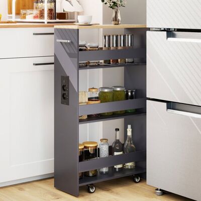 Chariot de Cuisine Étroit 20 CM COSTWAY à 4 Niveaux Station de Recharge Roues Verrouillables Garde-Corps Comptoir Naturel Gris - Publicité Chariot de Cuisine Étroit 20 CM COSTWAY à 4 Niveaux Station de Recharge Roues Verrouillables Garde-Corps Comptoir Naturel Gris - Publicité