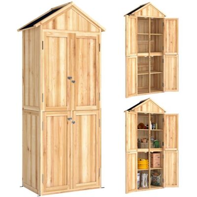 Armoire de jardin - Abri outils - Outsunny - 4 portes toit en pointe asphalte étagères amovibles - bois - 82x50x190cm - bois naturel Beige - Publicité Armoire de jardin - Abri outils - Outsunny - 4 portes toit en pointe asphalte étagères amovibles - bois - 82x50x190cm - bois naturel Beige - Publicité
