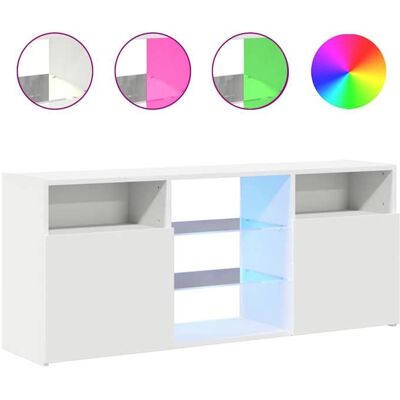 VIDAXL Cabinet TV rustique - PARAJ - Meuble TV/HIFI - avec lumières LED - pour chambre/salon - blanc 120x30x50cm1591045 Blanc - Publicité VIDAXL Cabinet TV rustique - PARAJ - Meuble TV/HIFI - avec lumières LED - pour chambre/salon - blanc 120x30x50cm1591045 Blanc - Publicité