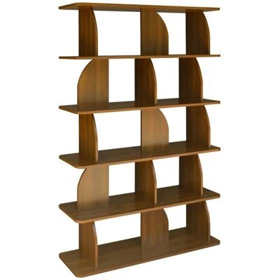 SWEEEK Etagère. bibliothèque exotique décor bois noyer 5 niveaux. séparateurs courbés - Alva Marron - Publicité SWEEEK Etagère. bibliothèque exotique décor bois noyer 5 niveaux. séparateurs courbés - Alva Marron - Publicité