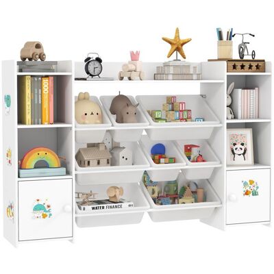 Meuble rangement enfant - AIYAPLAY - 8 bacs amovibles - MDF et acier - 140 x 30 x 90 cm - blanc Blanc - Publicité Meuble rangement enfant - AIYAPLAY - 8 bacs amovibles - MDF et acier - 140 x 30 x 90 cm - blanc Blanc - Publicité