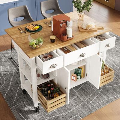 Generic Îlot de cuisine 120×45×90 cm chariot de salle à manger en grain de bois Ilot central cuisine avec rangement en pin blanc Blanc - Publicité Generic Îlot de cuisine 120×45×90 cm chariot de salle à manger en grain de bois Ilot central cuisine avec rangement en pin blanc Blanc - Publicité