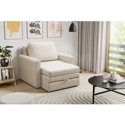SELSEY Fauteuil convertible 1 place - DEJANO - beige clair Beige - Publicité SELSEY Fauteuil convertible 1 place - DEJANO - beige clair Beige - Publicité