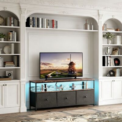 SHAODENG Meuble TV Métal - 108 cm - LED Réglable 3 Tiroirs Support TV 42 Pouces Étagères de Rangement Table Télé Salon Chambre Noir Noir - Publicité SHAODENG Meuble TV Métal - 108 cm - LED Réglable 3 Tiroirs Support TV 42 Pouces Étagères de Rangement Table Télé Salon Chambre Noir Noir - Publicité