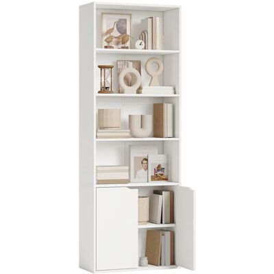 Bibliothèque - HOMCOM - 4 compartiments - meuble de rangement livres - 59x29x180 cm - Blanc Blanc - Publicité Bibliothèque - HOMCOM - 4 compartiments - meuble de rangement livres - 59x29x180 cm - Blanc Blanc - Publicité