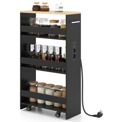 Chariot de Cuisine Étroit 20 CM COSTWAY à 4 Niveaux Station de Recharge Roues Verrouillables Garde-Corps Comptoir Naturel Noir - Publicité Chariot de Cuisine Étroit 20 CM COSTWAY à 4 Niveaux Station de Recharge Roues Verrouillables Garde-Corps Comptoir Naturel Noir - Publicité