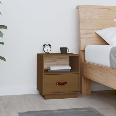 vidaXL Table de chevet Marron miel 40x34x45 cm Bois de pin massif818301 Marron - Publicité vidaXL Table de chevet Marron miel 40x34x45 cm Bois de pin massif818301 Marron - Publicité
