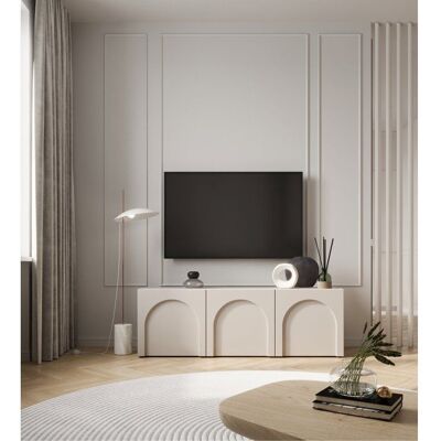 SELSEY Meuble TV à 3 portes - ARKADIA - 150 cm - gris cachemire Beige - Publicité SELSEY Meuble TV à 3 portes - ARKADIA - 150 cm - gris cachemire Beige - Publicité
