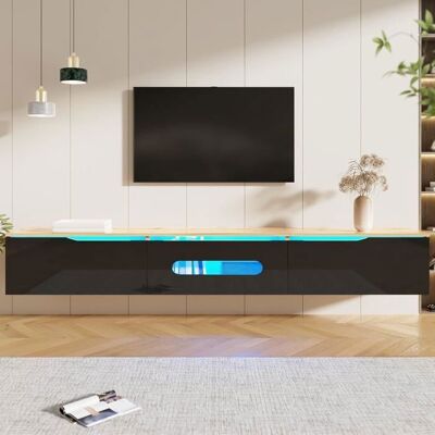 Lemonbest Meuble TV avec 3 Portes et éclairage LED 16 Couleurs Meuble de Salon Mural Meuble TV en Bois 180 x 35 x 30cm Noir Noir - Publicité Lemonbest Meuble TV avec 3 Portes et éclairage LED 16 Couleurs Meuble de Salon Mural Meuble TV en Bois 180 x 35 x 30cm Noir Noir - Publicité