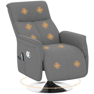 Fauteuil relax massant - HOMCOM - pivotant dossier et repose-pieds réglable télécommande - tissu aspect lin - 685x77x117cm - gris Gris - Publicité Fauteuil relax massant - HOMCOM - pivotant dossier et repose-pieds réglable télécommande - tissu aspect lin - 685x77x117cm - gris Gris - Publicité