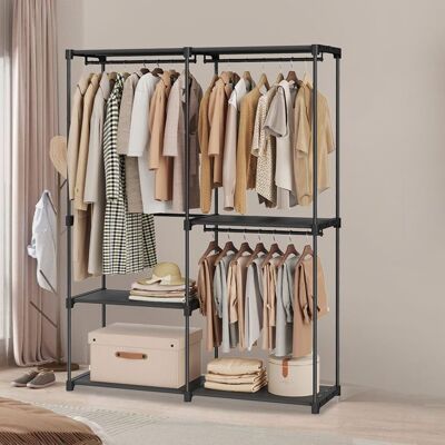 SONGMICS Penderie souple avec étagères pour vestiaire chambre 138 x 43 x 182 cm noir Noir - Publicité SONGMICS Penderie souple avec étagères pour vestiaire chambre 138 x 43 x 182 cm noir Noir - Publicité