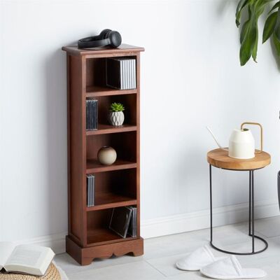 CARO-MÖBEL Etagère MUSICA rangement pour CD avec 4 tablettes au style maison de campagne en bois de paulownia et MDF lasuré brun foncé Marron - Publicité CARO-MÖBEL Etagère MUSICA rangement pour CD avec 4 tablettes au style maison de campagne en bois de paulownia et MDF lasuré brun foncé Marron - Publicité