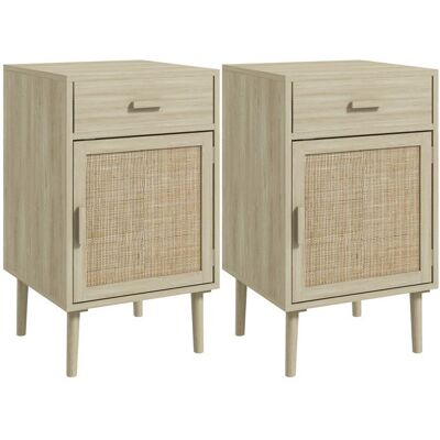 Lot de 2 tables de chevet - HOMCOM - tiroir et placard étagère réglable - bois - 40 x 40 x 685 cm - chêne Beige - Publicité Lot de 2 tables de chevet - HOMCOM - tiroir et placard étagère réglable - bois - 40 x 40 x 685 cm - chêne Beige - Publicité