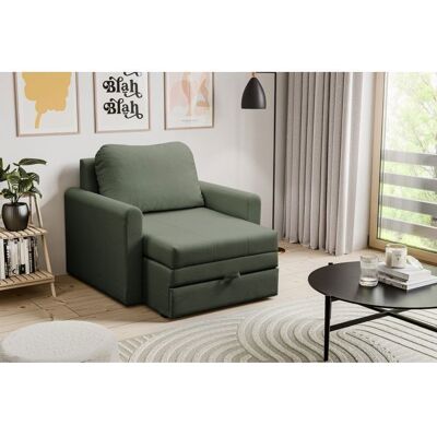 SELSEY Fauteuil convertible 1 place - DEJANO - vert sauge Vert - Publicité SELSEY Fauteuil convertible 1 place - DEJANO - vert sauge Vert - Publicité